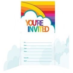 Rainbow Party Invitations - pk8