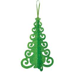 3D Green Glitter Christmas Tree (26cm)