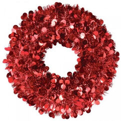 Red Tinsel Wreath (43cm)
