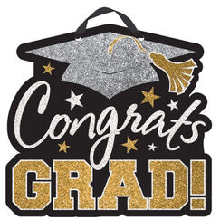 Congrats Grad Glitter MDF Sign