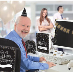 Sparkling Black Birthday Office Decorating Kit