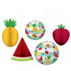 ! Hanging Hello Summer Fruit Lanterns - pk5