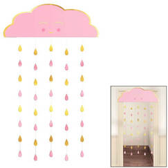 Pink Cloud With Raindrops Curtain