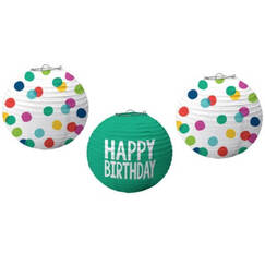 Happy Dots Birthday Lanterns - pk3