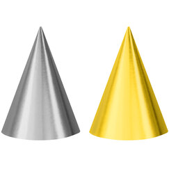 Gold & Silver Party Hats - pk12