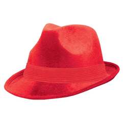 Red Velour Fedora Hat