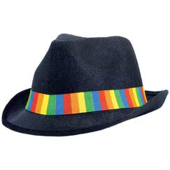 Black Fedora Hat With Rainbow Band