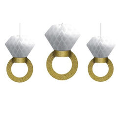 Hanging Diamond Ring Decorations - pk3