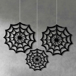 Black Spider Web Hanging Fans (pk3)
