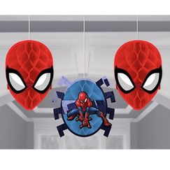 Hanging Webbed Spiderman Decorations - pk3