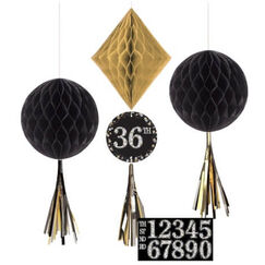Hanging Sparkling Black Decorations - Add An Age