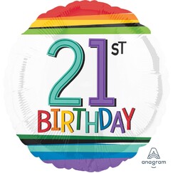 Rainbow 21st Birthday Balloon (45cm)