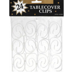 Clear Plastic Table Cover Clips - pk24