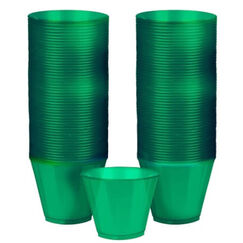 Festive Green Plastic Cups (266ml) - pk72