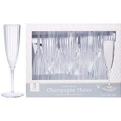 Clear Plastic Champagne Flute Glasses - pk8