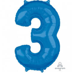 Blue Number 3 Balloon (66cm)