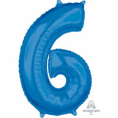 Blue Number 6 Balloon (66cm)