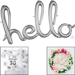 Silver Hello Balloon Kit - Air Fill Only