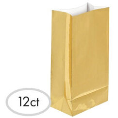 Metallic Gold Paper Treat Bags - pk12