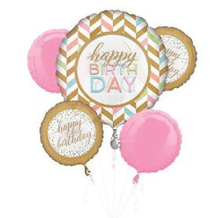 Pastel Birthday Balloon Bouquet (flat) - pk5