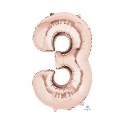 Number 3 Balloon - Rose Gold