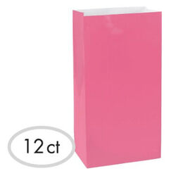 Bright Pink Paper Treat Bags - pk12