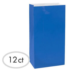Royal Blue Paper Treat Bags - pk12