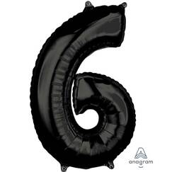 Black Number 6 Balloon (66cm)