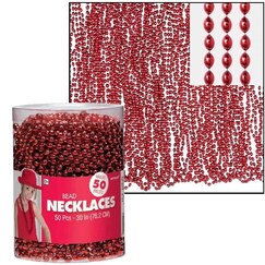 Red Bead Necklaces - pk50