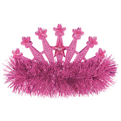 Pink Star Tinsel Tiara - Each
