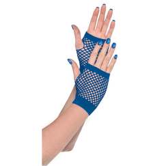 Blue Fishnet Gloves