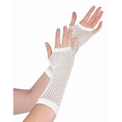 White Fishnet Gloves - Long