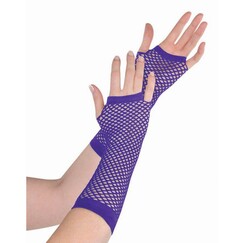 Purple Fishnet Gloves - Long