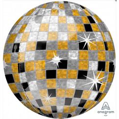 Gold Silver Black Disco Ball Orbz Balloon (40cm)
