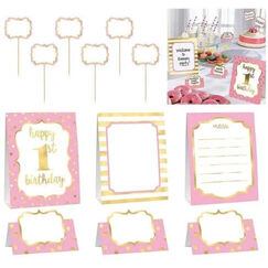 Pink 1st Birthday Buffet Decorating Kit
