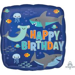 Birthday Sharks Foil Balloon (45cm)