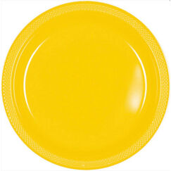 Yellow (18cm) Re-usable Plastic Plates - pk20