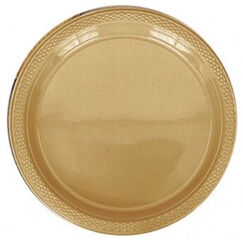 Gold 18cm Re-usable Plastic Plates - pk20