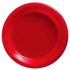 Red 18cm Re-usable Plastic Plates (pk20)