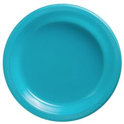 Caribbean Blue (18cm) Re-usable Plastic Plates - pk20