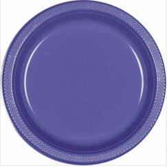 Purple 23cm Re-usable Plastic Plates - pk20