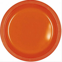 Orange 26cm Reusable Plastic Plates (pk20)