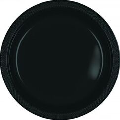 Black 26cm Re-usable Plastic Plates (pk20)