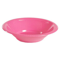 Bright Pink Re-usable Plastic Bowls - pk20