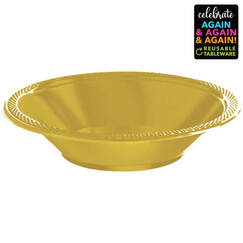 Gold Re-usable Plastic Bowls - pk20