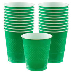 Festive Green Re-usable Plastic Cups - pk20