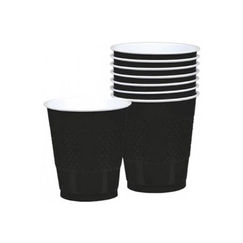 Black Re-usable Plastic Cups - pk20 