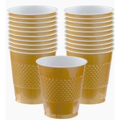 Gold Re-usable Plastic Cups - pk20