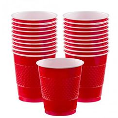 Red Re-usable Plastic Cups (355ml) - pk20