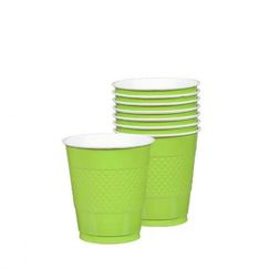 Lime Green Re-usable Plastic Cups - pk20